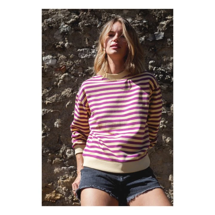 Nautical Organic Cotton Striped Sweater - Women’s Collection | Fuchsia 1 Nautical Organic Cotton Striped Sweater - Women’s Collection | Fuchsia