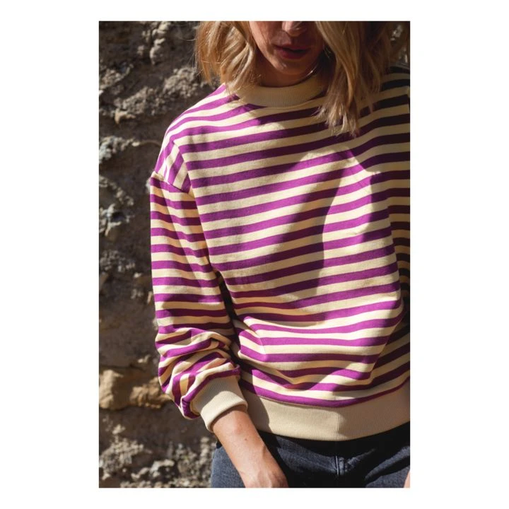 Nautical Organic Cotton Striped Sweater - Women’s Collection | Fuchsia 2 Nautical Organic Cotton Striped Sweater - Women’s Collection | Fuchsia - Image 2