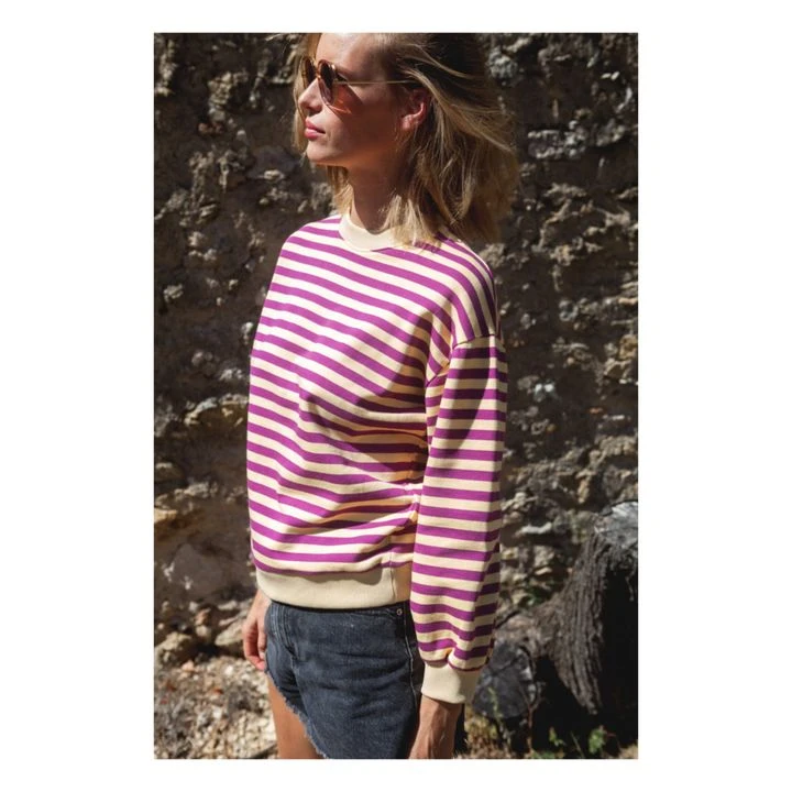 Nautical Organic Cotton Striped Sweater - Women’s Collection | Fuchsia 3 Nautical Organic Cotton Striped Sweater - Women’s Collection | Fuchsia - Image 3
