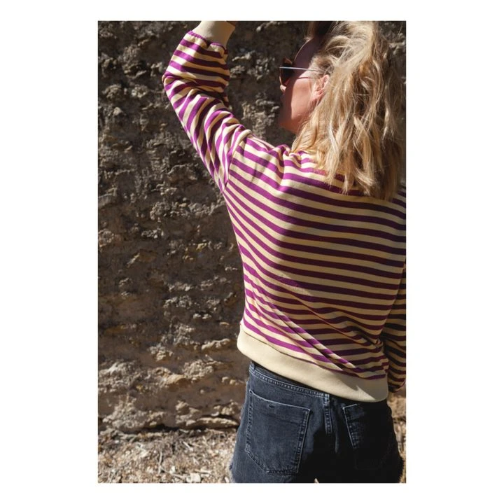 Nautical Organic Cotton Striped Sweater - Women’s Collection | Fuchsia 5 Nautical Organic Cotton Striped Sweater - Women’s Collection | Fuchsia - Image 5