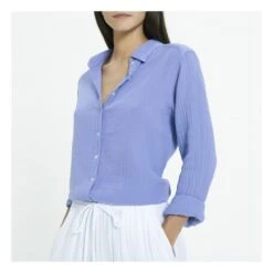 Scout Cotton Muslin Shirt | Storm Blue -American Vintage Shop unnamed file 889