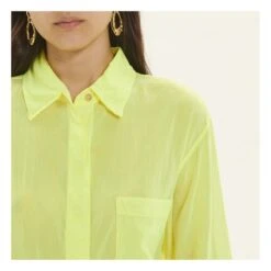 FORTE_FORTE Silk And Cotton Voile Oversize Shirt | Fluorescent Yellow -American Vintage Shop unnamed file 907