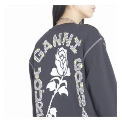 Ganni Isoli Dark Rose Relaxed Organic Cotton Sweatshirt | Black 7 Ganni Isoli Dark Rose Relaxed Organic Cotton Sweatshirt | Black -American Vintage Shop unnamed file 93