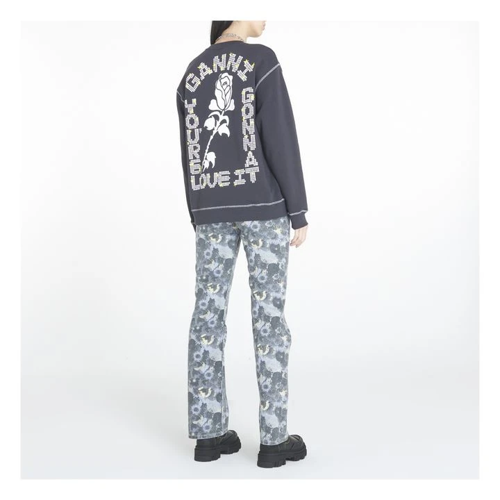 Ganni Isoli Dark Rose Relaxed Organic Cotton Sweatshirt | Black 4 Ganni Isoli Dark Rose Relaxed Organic Cotton Sweatshirt | Black - Image 4