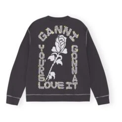 Ganni Isoli Dark Rose Relaxed Organic Cotton Sweatshirt | Black 9 Ganni Isoli Dark Rose Relaxed Organic Cotton Sweatshirt | Black -American Vintage Shop unnamed file 95